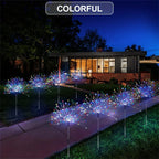 1/2/4PCS Solar Firework Light Waterproof Outdoor 8 Lighting Modes 90-200LED Fairy String Light Christmas 3 Colors Garden