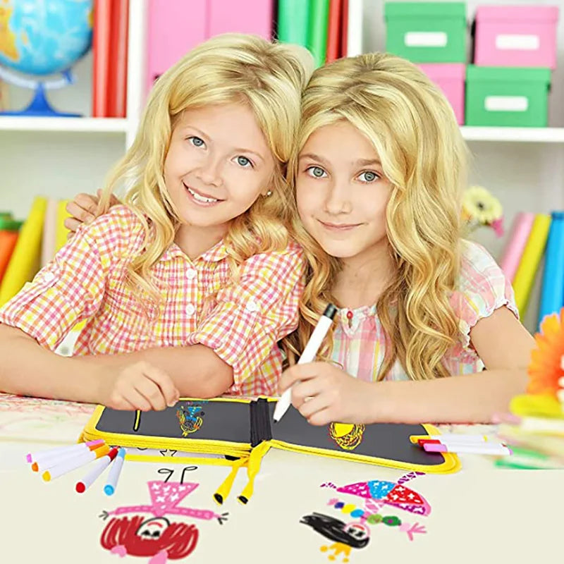 Erasable Reusable Doodle Book Drawing Pad with 12 Watercolor Pens
