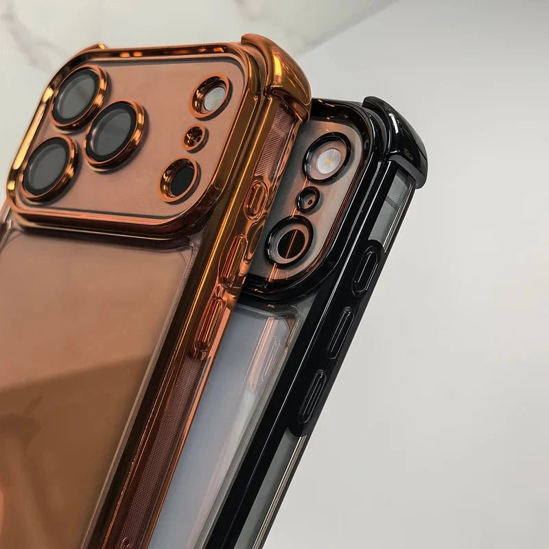Luxury Transparent Shockproof Phone Case For iPhone 18 17 13 12 Pro Max 16 15 14 Plus Air with Wrist Strap Lens Protector Cover