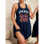 Large-size Women's Casual Sporty Printed Sleeveless Nightgown, Comfortable and Versatile, Can Be Worn Outside.