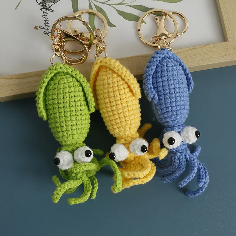 Funny Shrimp Crochet Keychain Cute Ocean Bag Charm