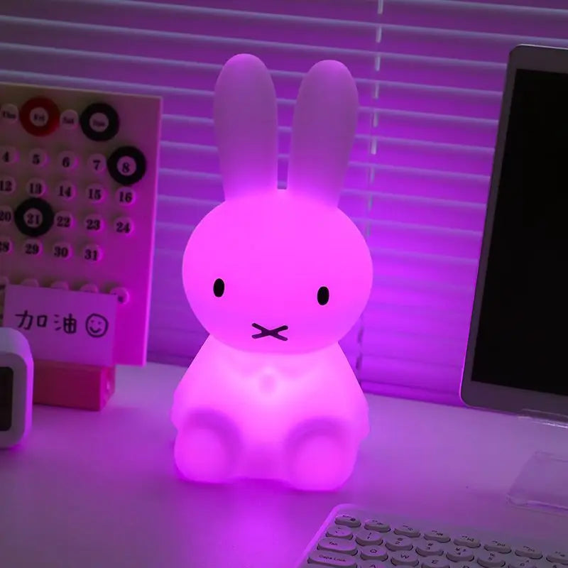 28CM Miffy Kawaii Colorful Remote-controlled Bedroom Ambient Light Cartoon Night Light Cute Gift Toy