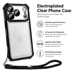 Luxury Transparent Shockproof Phone Case For iPhone 18 17 13 12 Pro Max 16 15 14 Plus Air with Wrist Strap Lens Protector Cover