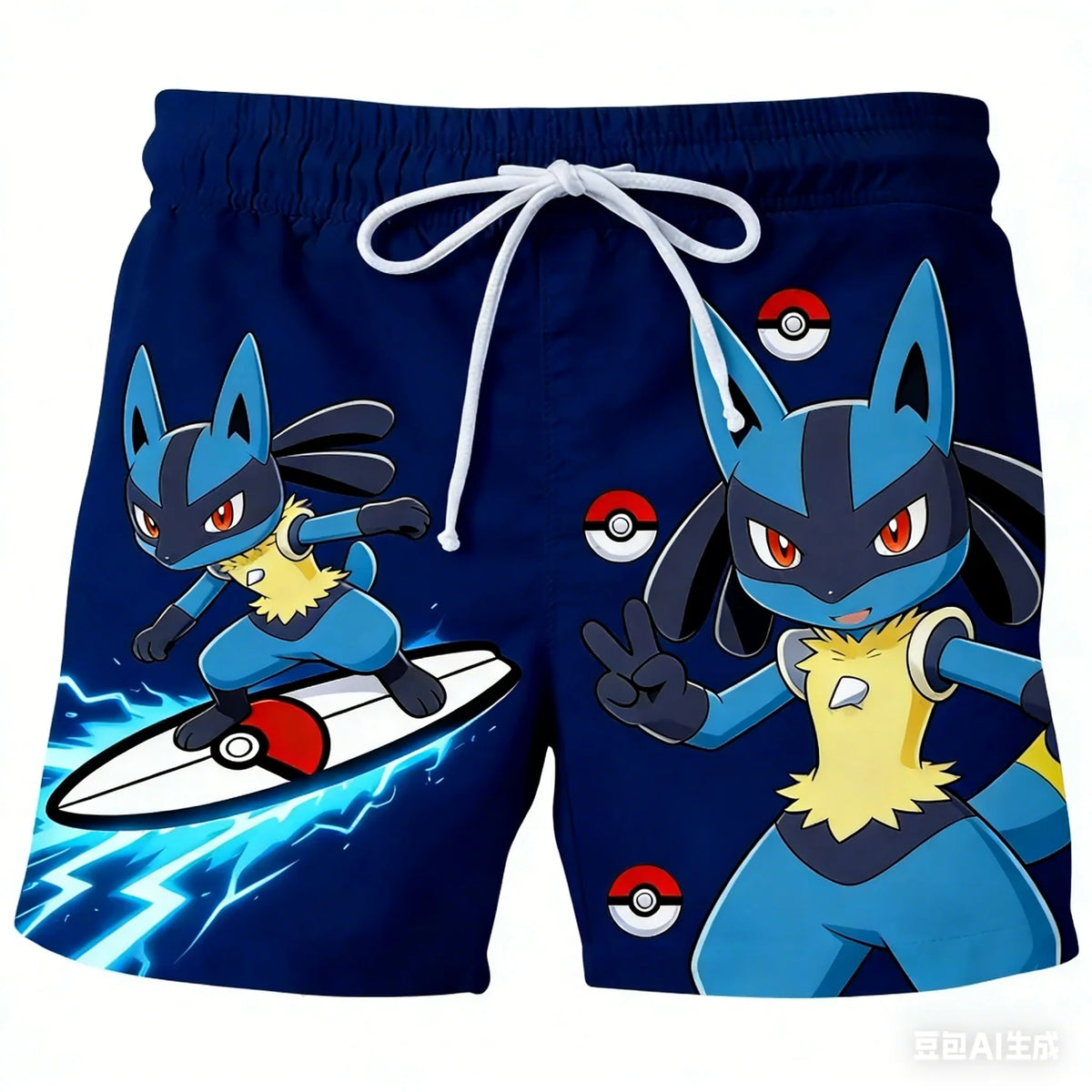Pokemon Anime Beach Shorts for Men – 3D Printed Summer Trunks