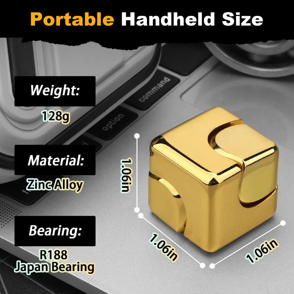 Alloy Cube Spinner Stress Relief Toy – Portable Desk Focus Gadget