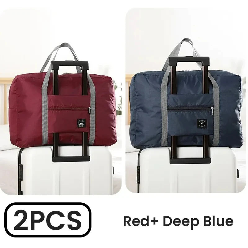 2 Pack Foldable Travel Duffel Bags for Carry-On & Weekender Travel