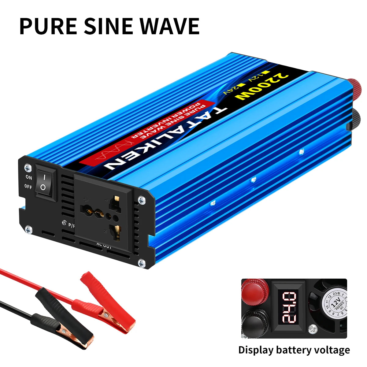 3000W DC 12V to AC 220V 50hz Pure Sine Wave Inverter Power Inverter Charger  Adapter Universal Socket