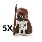 5PCS MOC Halloween Skeleton Army Mini Doll Ghost Building Block DIY Assembly Character Doll Horse Ornaments Figure Gift for Kids