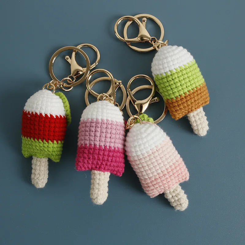 Cute Crochet Ice Cream Keychain Cone Bag Charm
