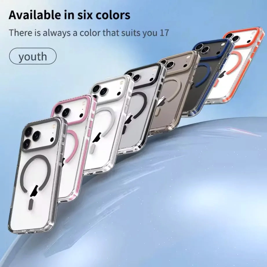 Luxury Magnetic Colorful Border Case for iPhone 18 17 16 15 14 Plus 13 12 Pro Max For Magsafe Wireless Charge Shockproof Cover