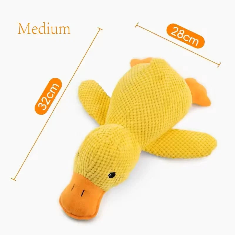 Squeaky Plush Duck Dog Chew Toy Bite Resistant Teeth Grinding Toy Soft Pet Sleeping Companion Stress Relief Puppy Sound Toy