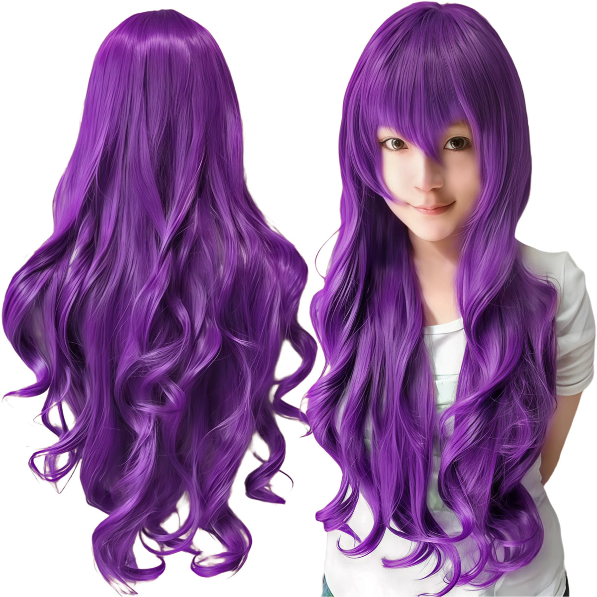 Synthetic Hair Pure White Lolita Long Cosplay Wig Curly Griffith Anime Wigs Halloween Inuyasha Costume Wig for Girl