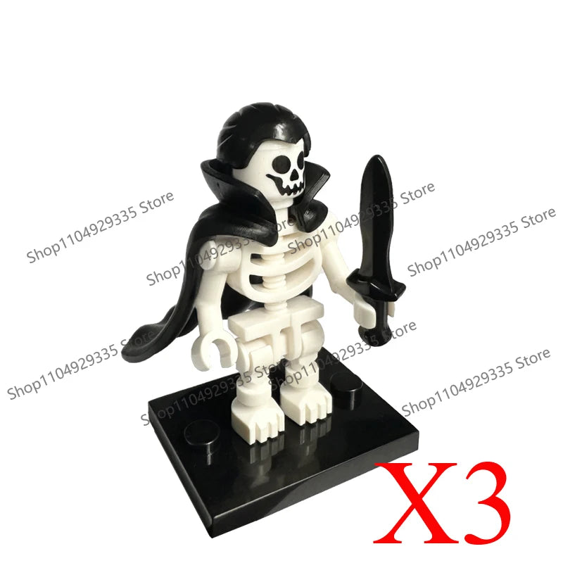 Halloween Scene Building Blocks Skeletons Ghosts Army King Assembled Charactesrs Figures DIY Accessories Bricks Toys Kids Gifts