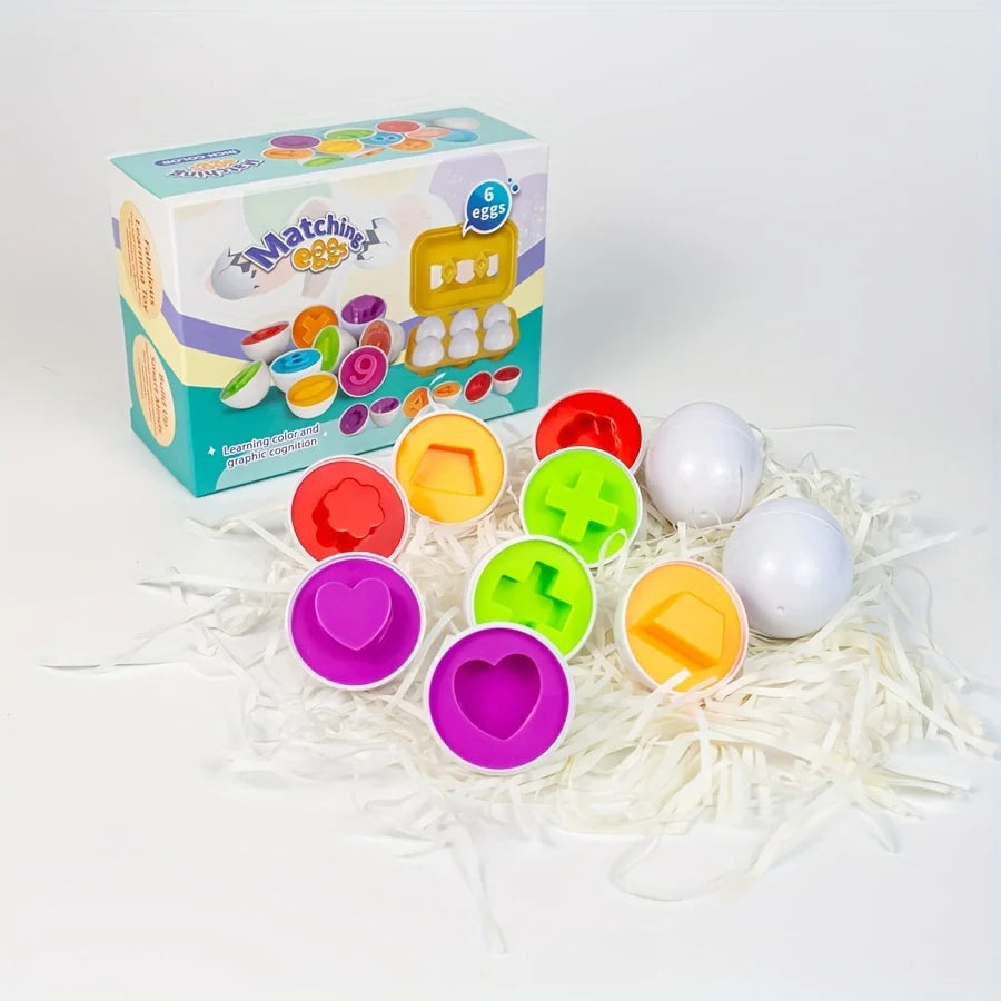 Color & Shape Matching Egg Toy Set – Montessori Learning Puzzle