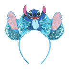 HEROCROSS Cute Stitch Headbands For Girls Sequins Bow Hairband Women Angel Headwear Kids Ears Hair Accessories Carnival Gift