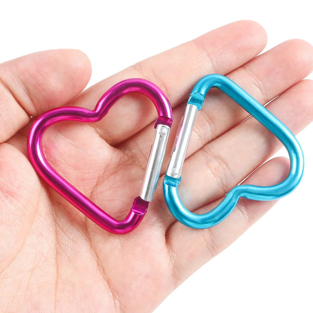 10PCS Heart Shaped Aluminum Carabiner Keychain Clips for Everyday Use