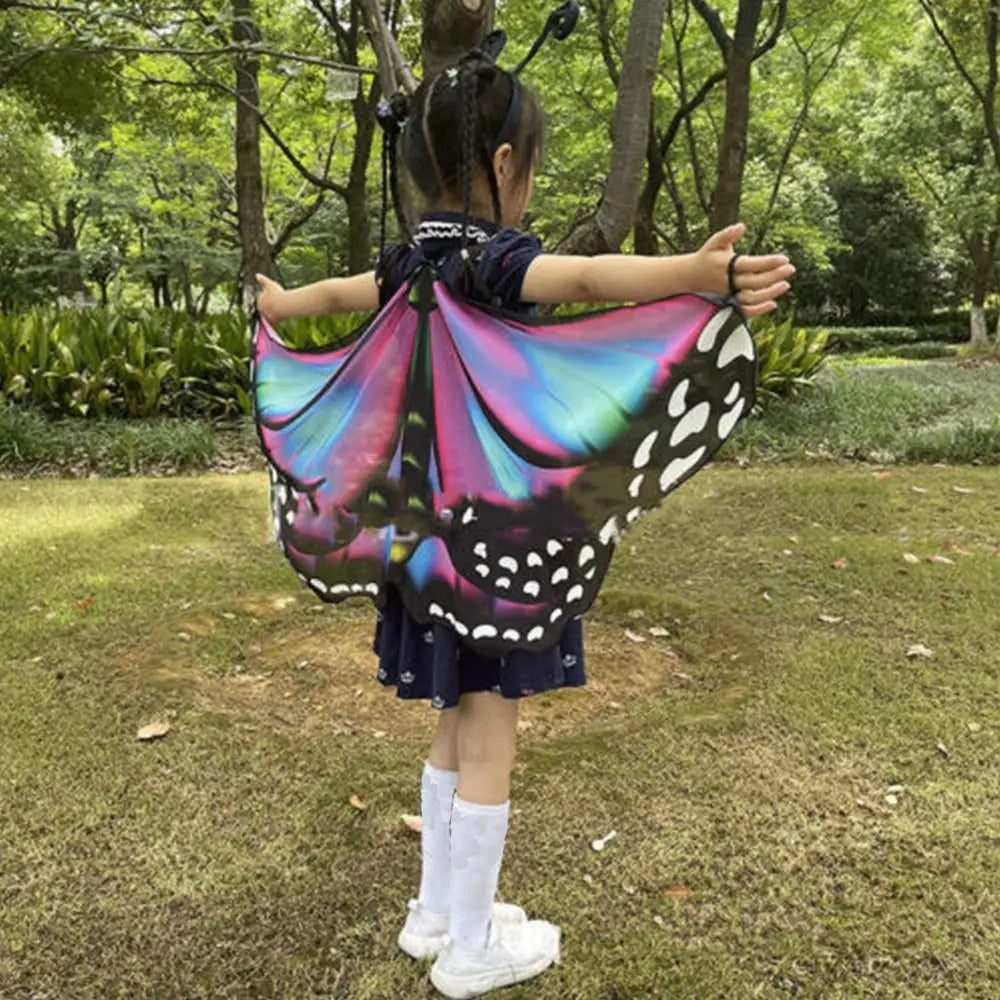 Kids Butterfly Wings Cape Girls Fairy Shawl Pixie Cloak Fancy Colorful Dress Costume Gift  Party & Holiday DIY Decorations