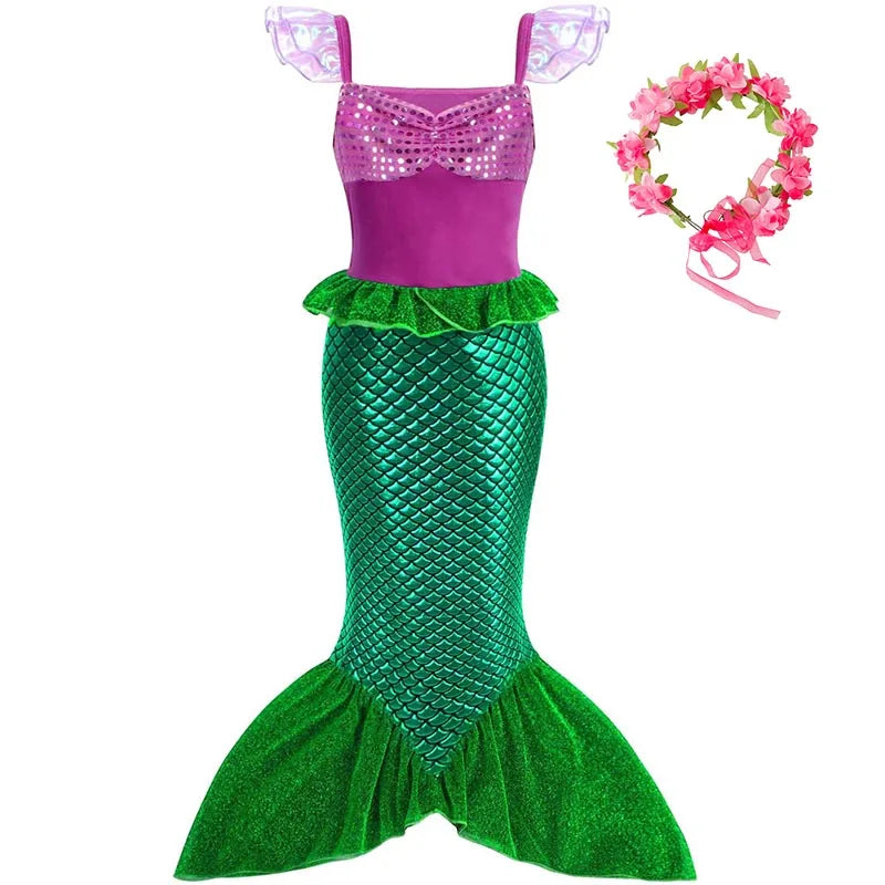 Kids Little Mermaid Ariel Princess Costume Dress – Cosplay Party Outfit