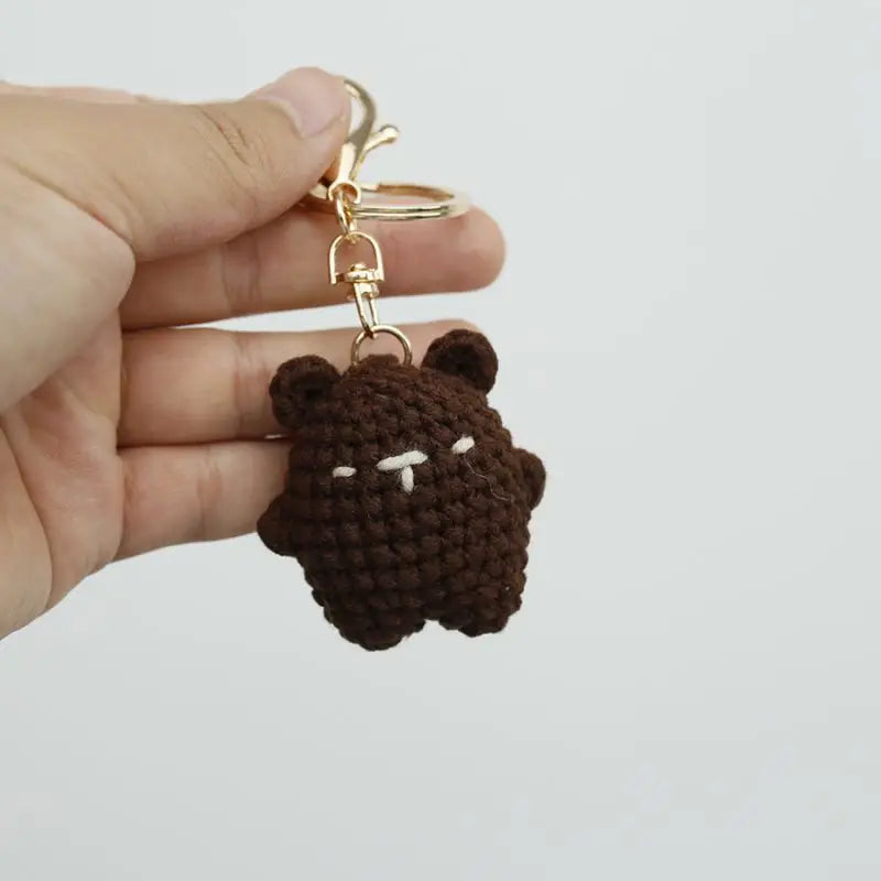 Cute Bear Couple Crochet Keychain Matching Animal Charm