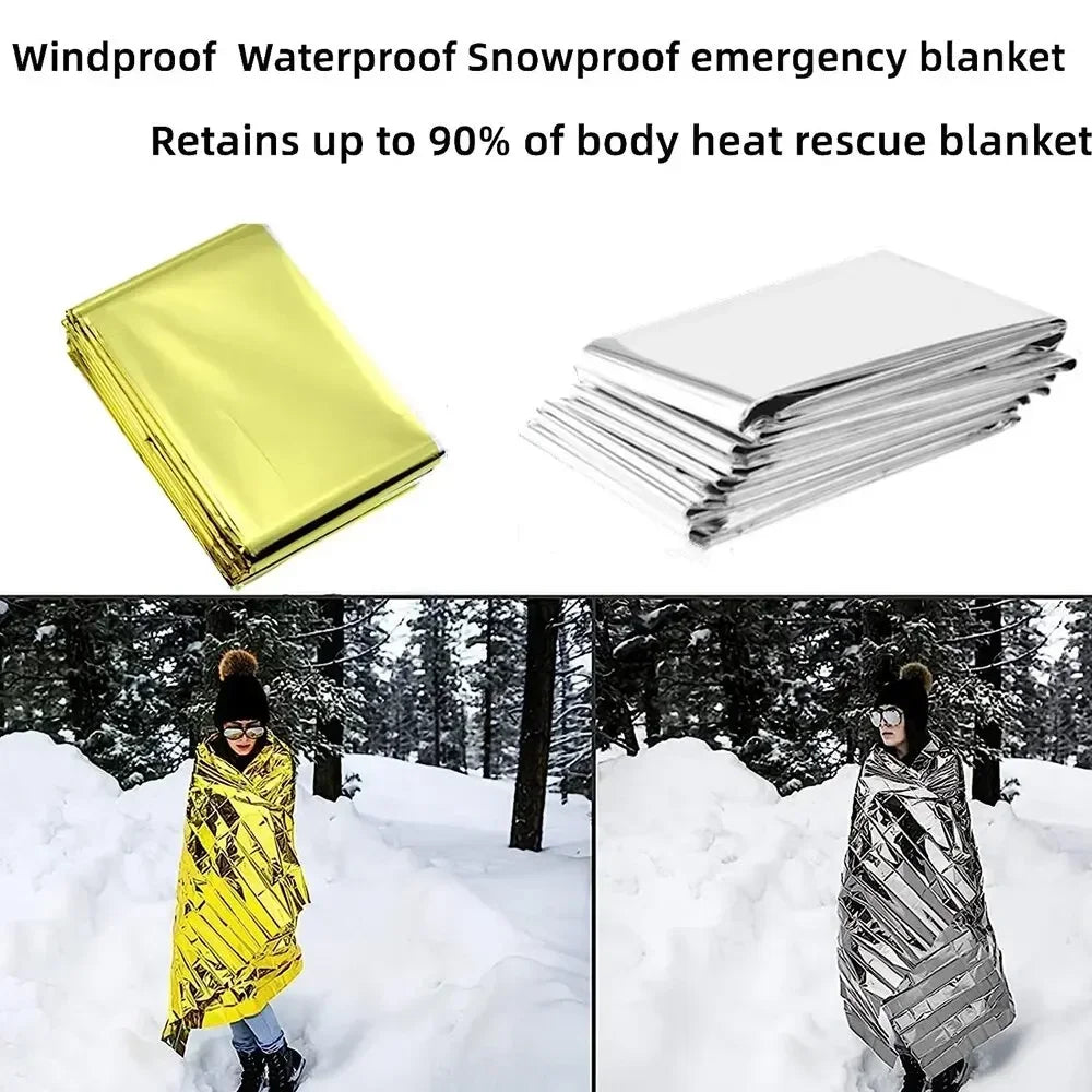 Emergency Thermal Survival Poncho Blanket for Camping & First Aid