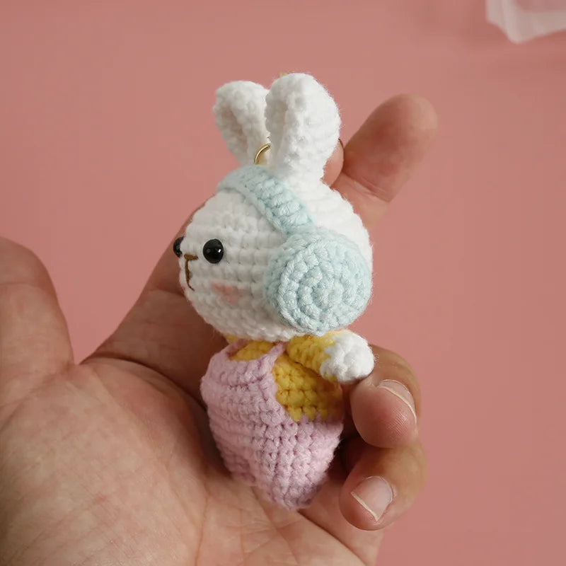 Cute Rabbit Crochet Keychain Handmade Bunny Bag Charm