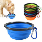 2026 Folding Portable Silicone Dog Feeder Bowl 2 In 1 Pet Dispenser Outdoor Travel Dog Cat With Carabiner Bottle Food Water Container