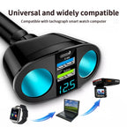 Multiple Devices Can Be Charged at the Same Time with Digital Display Car Charg Dual-port Car Charger Adapter