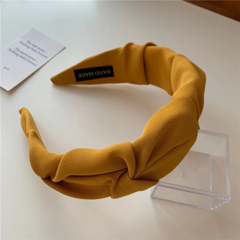 Korean Hair Accessories Solid Color Cotton Crumpled Women's Head Hoop Wide Bezel Makeup Hairbands for Ladies Headwear 2023 New
