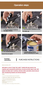 Stainless Steel Manual Can Opener with Side Cut & Bottle Opener Tool