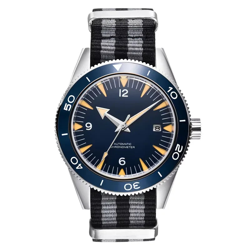 41MM Sapphire Glass 100m Waterproof Japan  Automatic Luminous Mens Watch Nylon Strap