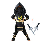 Black Ninja Costume Boy Halloween Japanese Samurai Costume Kid Anime Muscle Costume with Foam Accessories Best Children Gift