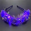 Luminous Rose Flower Headband LED Light up Wreath for Women Girl Bridal Wedding Party Hairband Christmas Valentine's Day Gifts