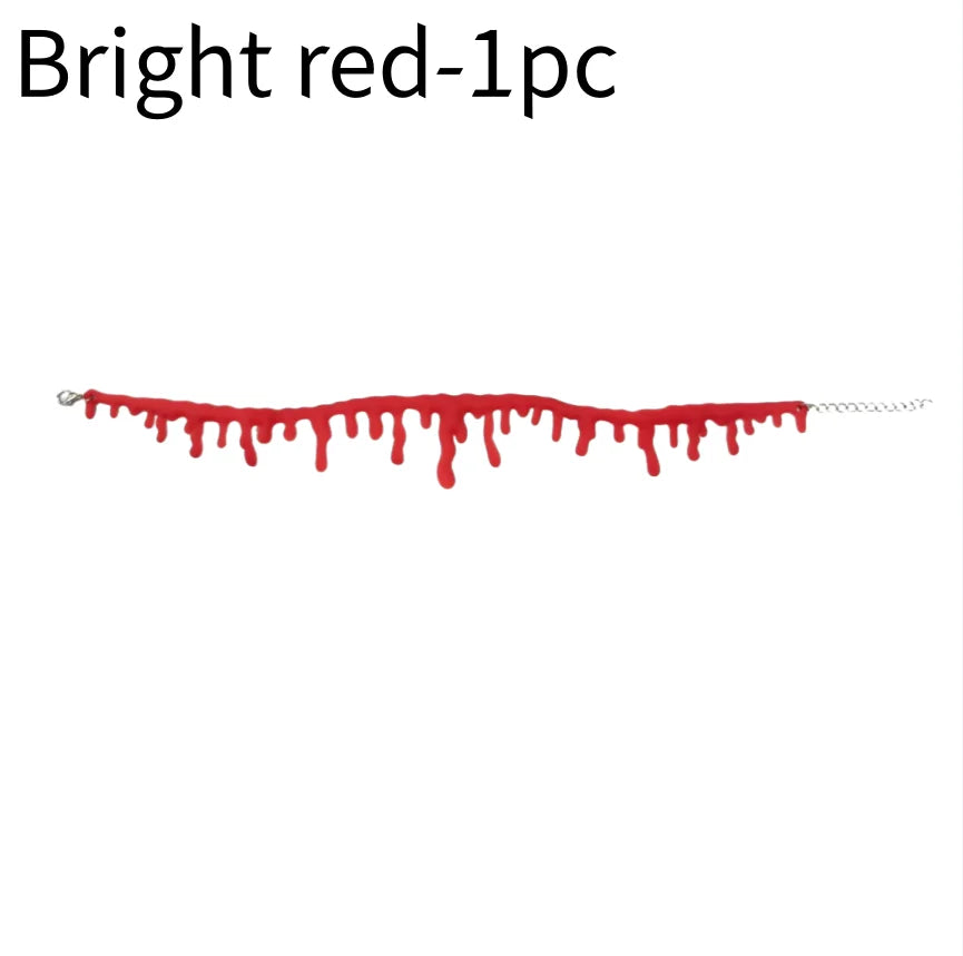 2/1pcs Halloween Horror Blood Necklace Fake Vampire Dark Blood Necklace Halloween Decoration Cosplay Costume Party Accessories