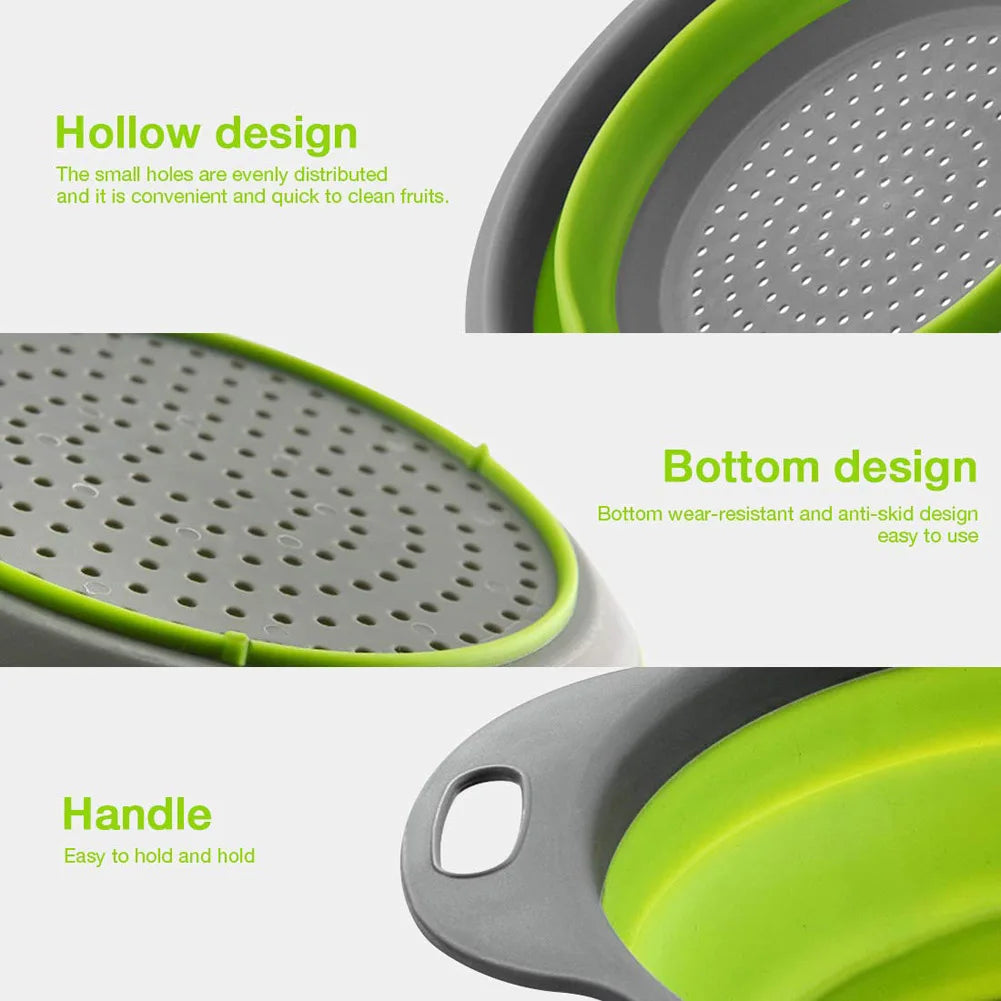 Foldable Silicone Vegetable Washing Basket – Fruit Cleaner & Food Drain Strainer