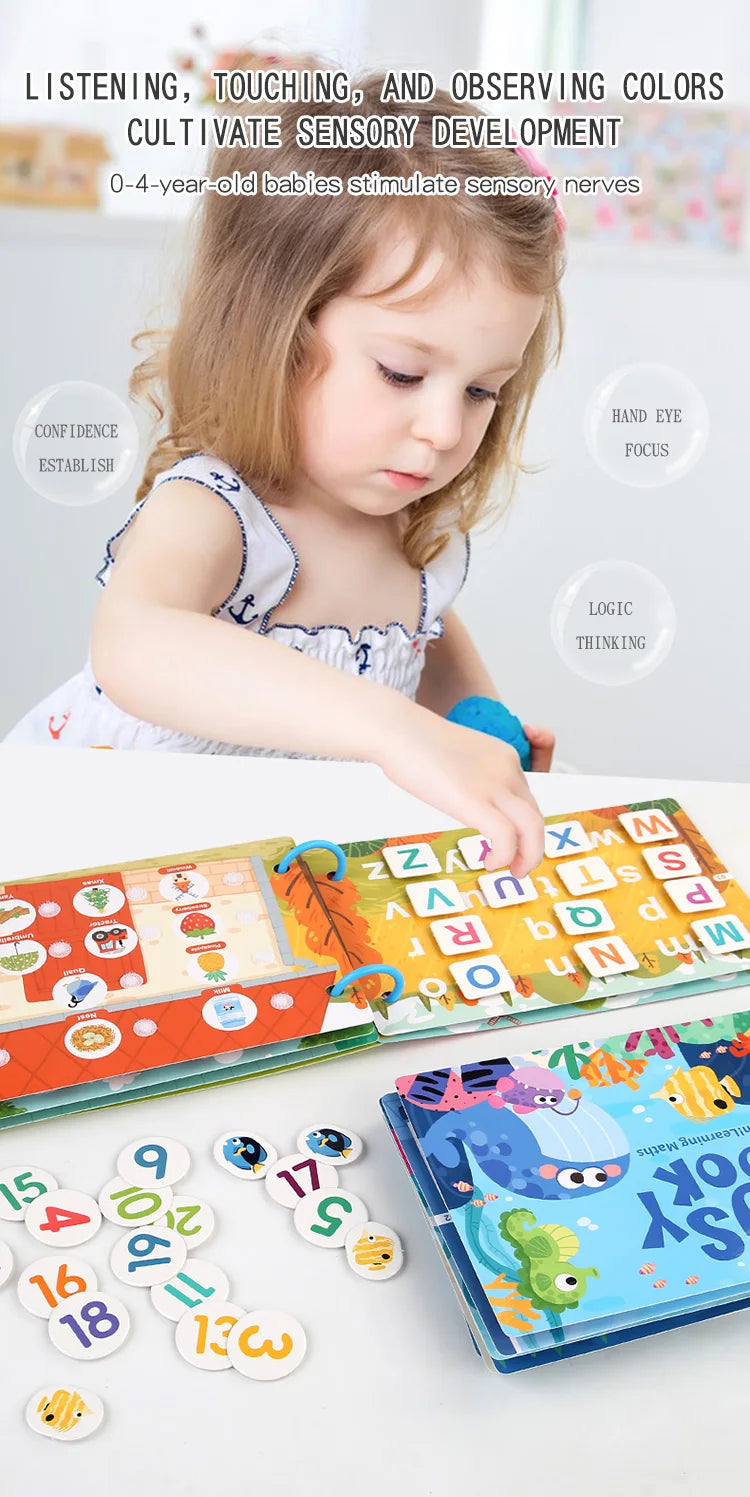 Montessori Busy Book for Kids Interactive Learning Activity Book