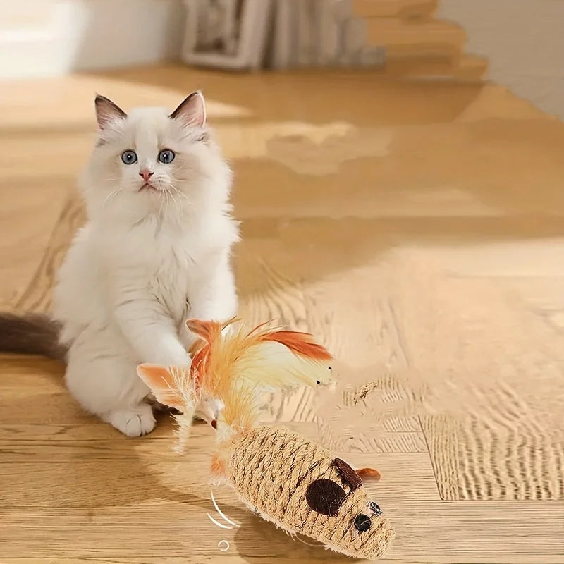Sisal Cat Mouse Toy Interactive Bite Resistant Kitten Play Toy