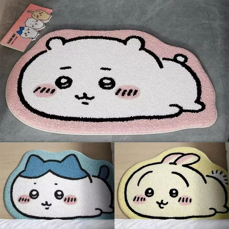 Cartoon Rug Kawaii Anime Hachiware Usagi Plush Floor Mat Bathroom Non-Slip Carpet Car Cushion Soft Living Room Cute Decor Gift
