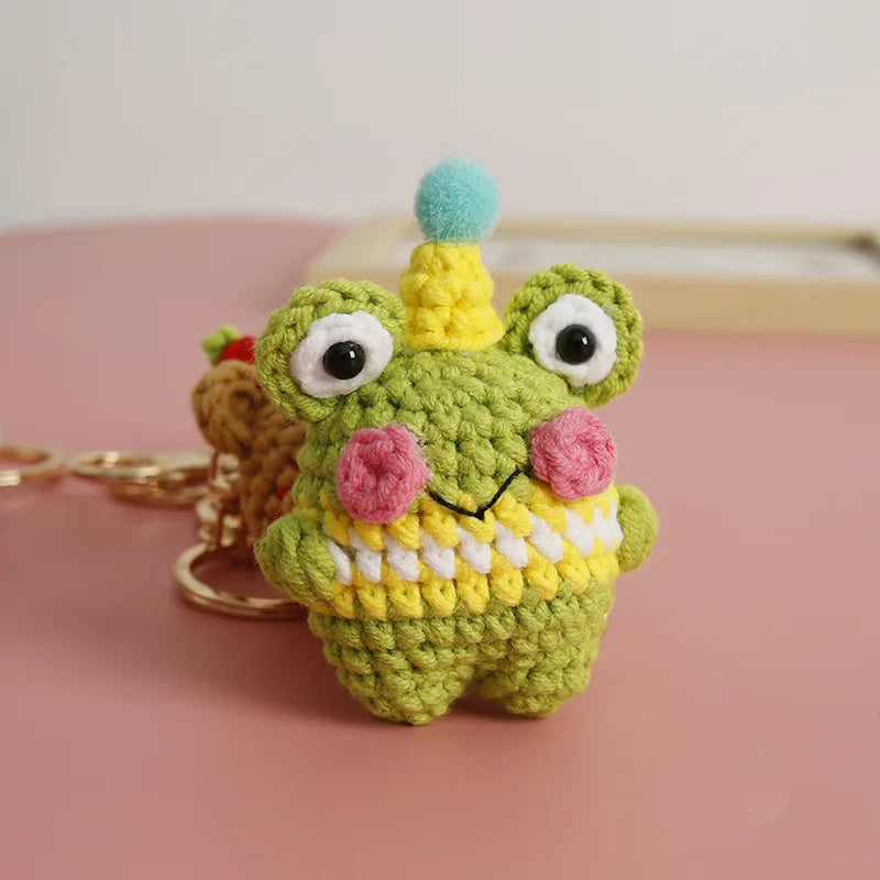 Cute Bear Couple Crochet Keychain Set Mini Animal Doll Charm