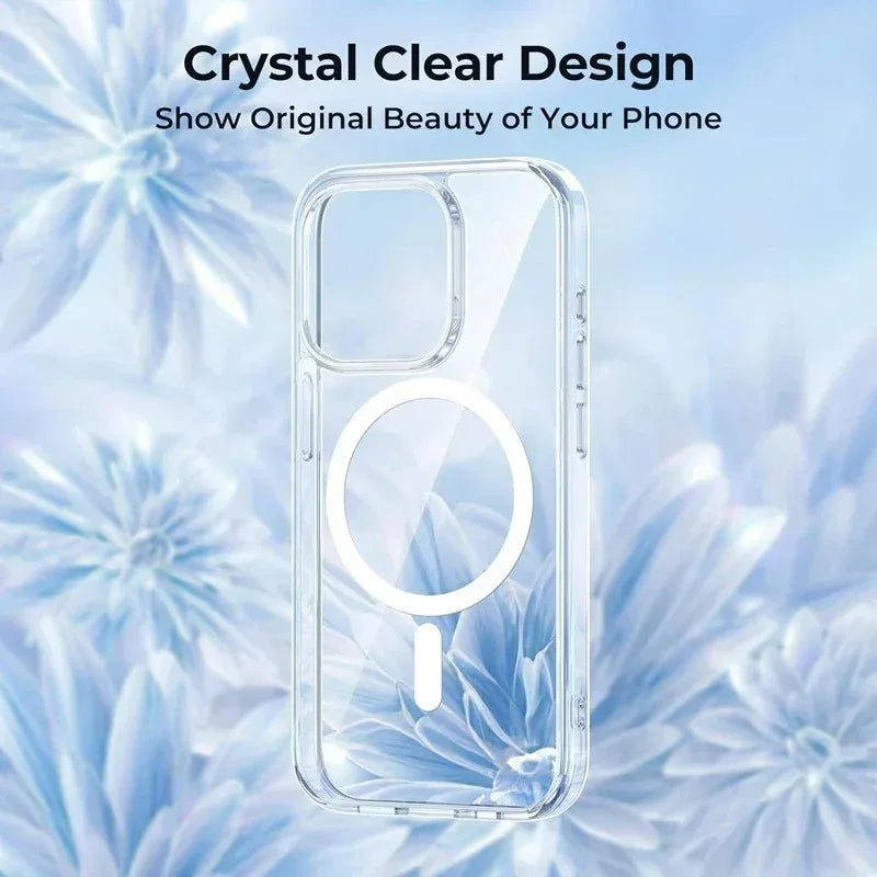 Magnetic Original Clear Case For iPhone 18 17 16 15 14 Plus13 12 Mini 11 Pro Max Funda For Magsafe Silicone Transparent Cover