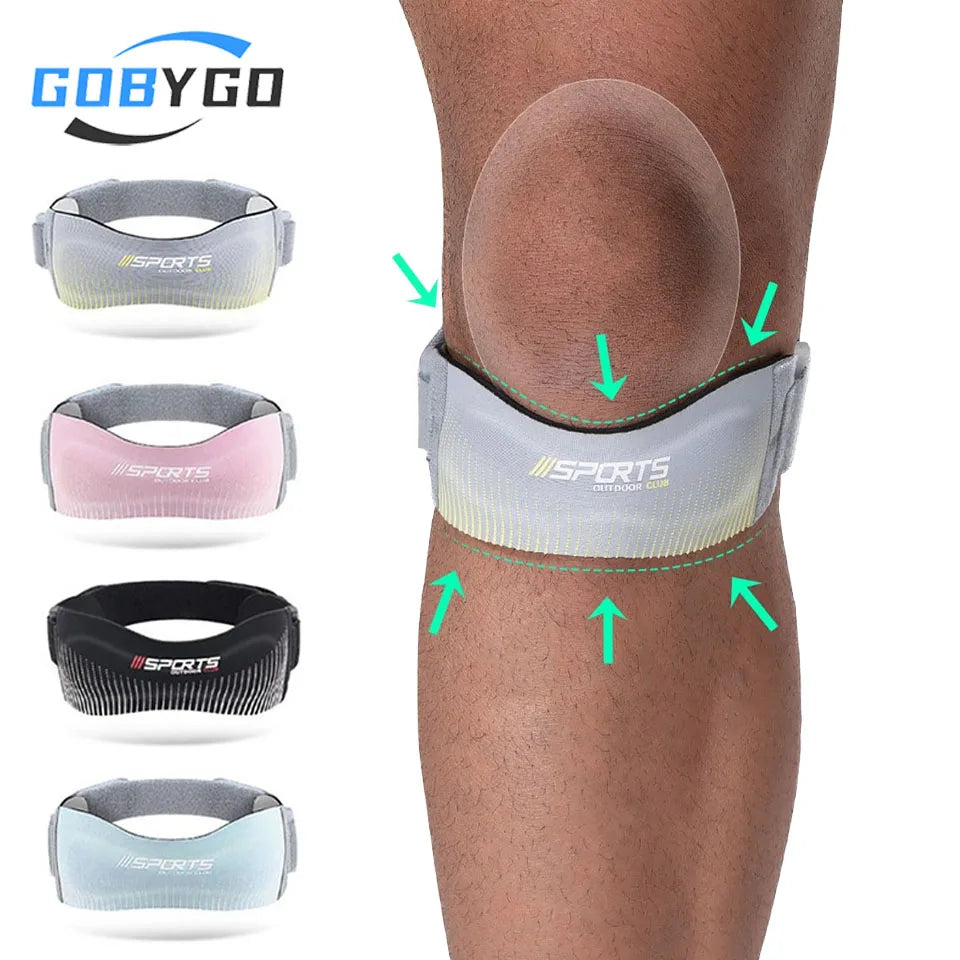 GOBYGO 1Pcs Sports Patella Strap Compression Knee Pads Adjustable Knee Sleeve  Outdoor Running Shock Absorption Jump Rope Unisex