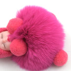 Sleeping Baby Pompom Plush Keychain Cute Fluffy Bag Charm