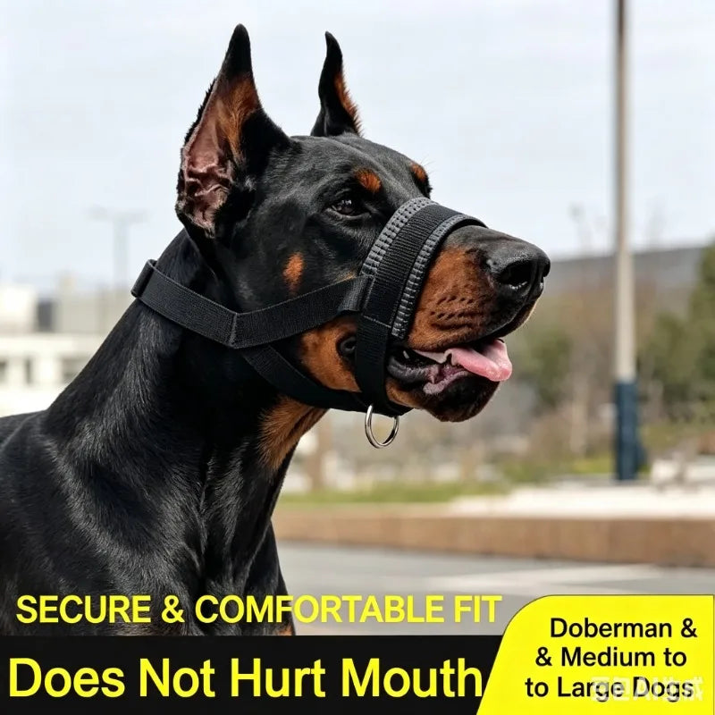 Dog Mouth Muzzle Anti Bark Dog Collar Breathable Dog Training Tool Nylon Muzzle Set with Stripes Summer Pet Leashes