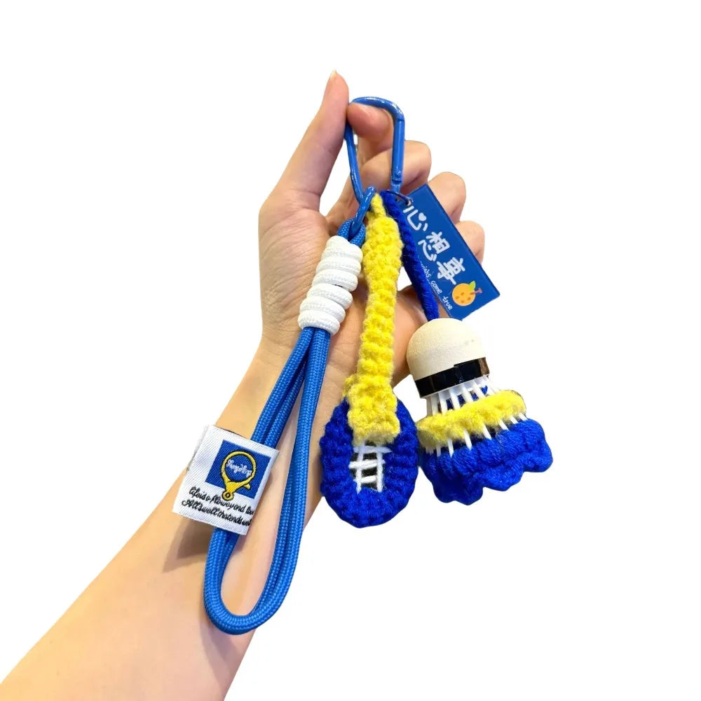 Crochet Badminton Keychain Mini Sports Bag Charm