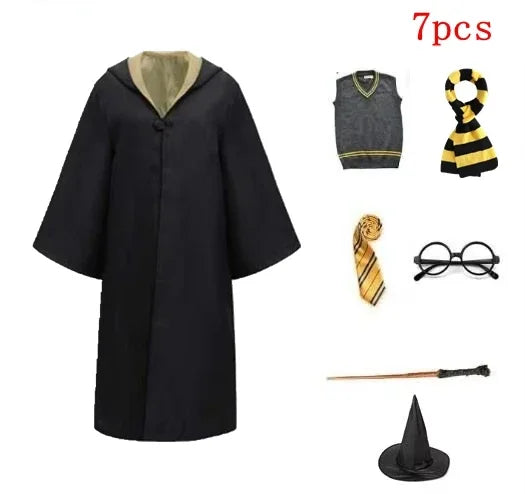Harri Potters Adult&Children Cosplay Costume Gryffindors Shirt Gown Cloak Tie Scarf Wand Slytherin Skirt Halloween Hermione Gift
