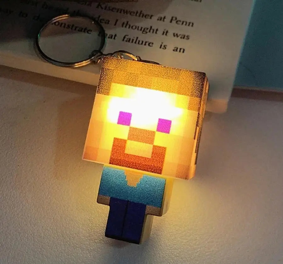 LED Glowing pixel Keychain Mini World Building Blocks Mosaic Light Up Creative Pocket Toy XMAS Novelty Gift for Collectors