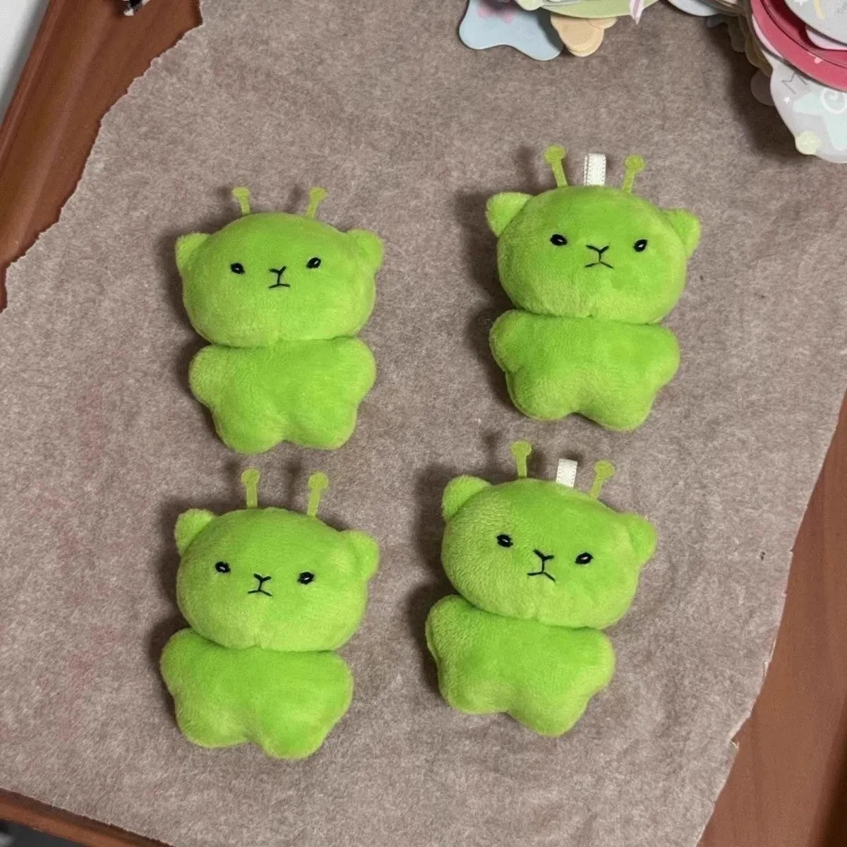 1/2/4/6/12pcs Mini Alien Cat Plush Doll Green Space Cat Pendant Portable Keychains Bag Decoration Trendy Toys Surprise Gifts