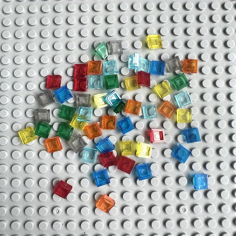 200PCS 1x1 Transparent Clear Colorful Bricks Flat Tile Smooth Building Blocks DIY Educational Creative Parts Toy for Kids 3070