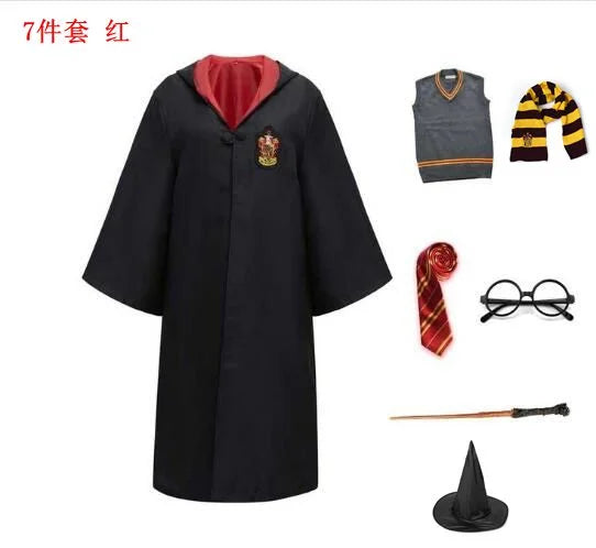 Potter Costume Robe Tie Cloak Scarf Wand Glasses Hermione Dress Flying Thief Accessories Sweater Halloween Cosplay Costume Gifts