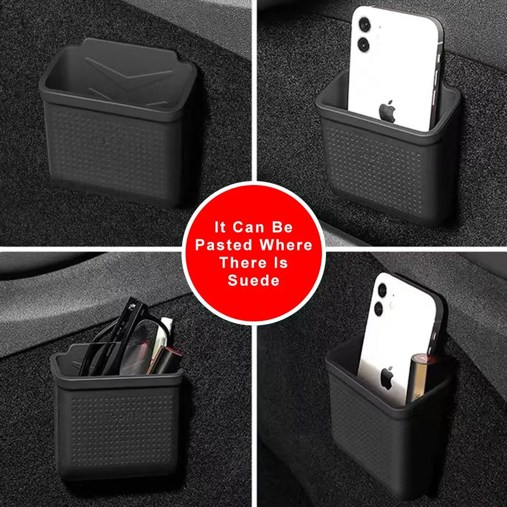 Heenvn Silicone Car Storage Box For Tesla Model 3 Y Model 3 Highland Model Y Juniper 2017-2026 Hidden Cover Tray Phone Organizer