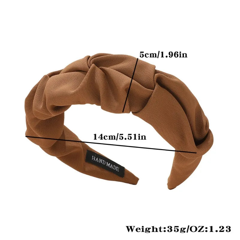 Korean Hair Accessories Solid Color Cotton Crumpled Women's Head Hoop Wide Bezel Makeup Hairbands for Ladies Headwear 2023 New